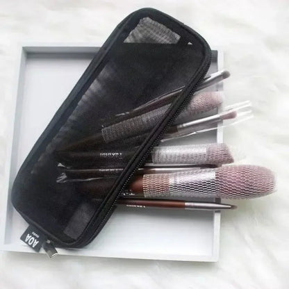 Makeup Brush Travel Case Cosmetic Toiletry Bag Organizer for Men Women Beauty Tools Mesh Dopp Kit Pouch Wash Storage Accessories - Shiny Leaf