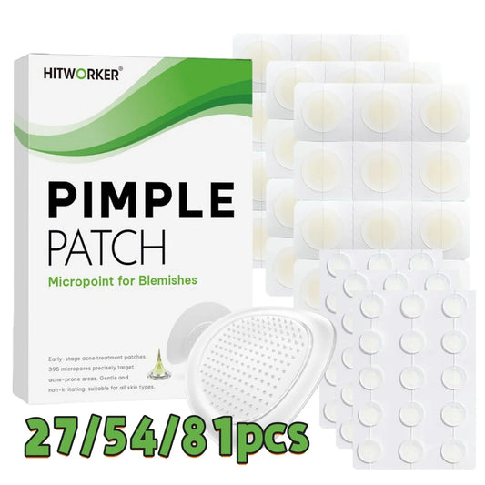 27/54/81 - Piece HITWORKER Acne Patches - Infused with Salicylic Acid, Tea Tree Oil & Calendula Oil | For Acne & Blemishes, Residu - Shiny Leaf