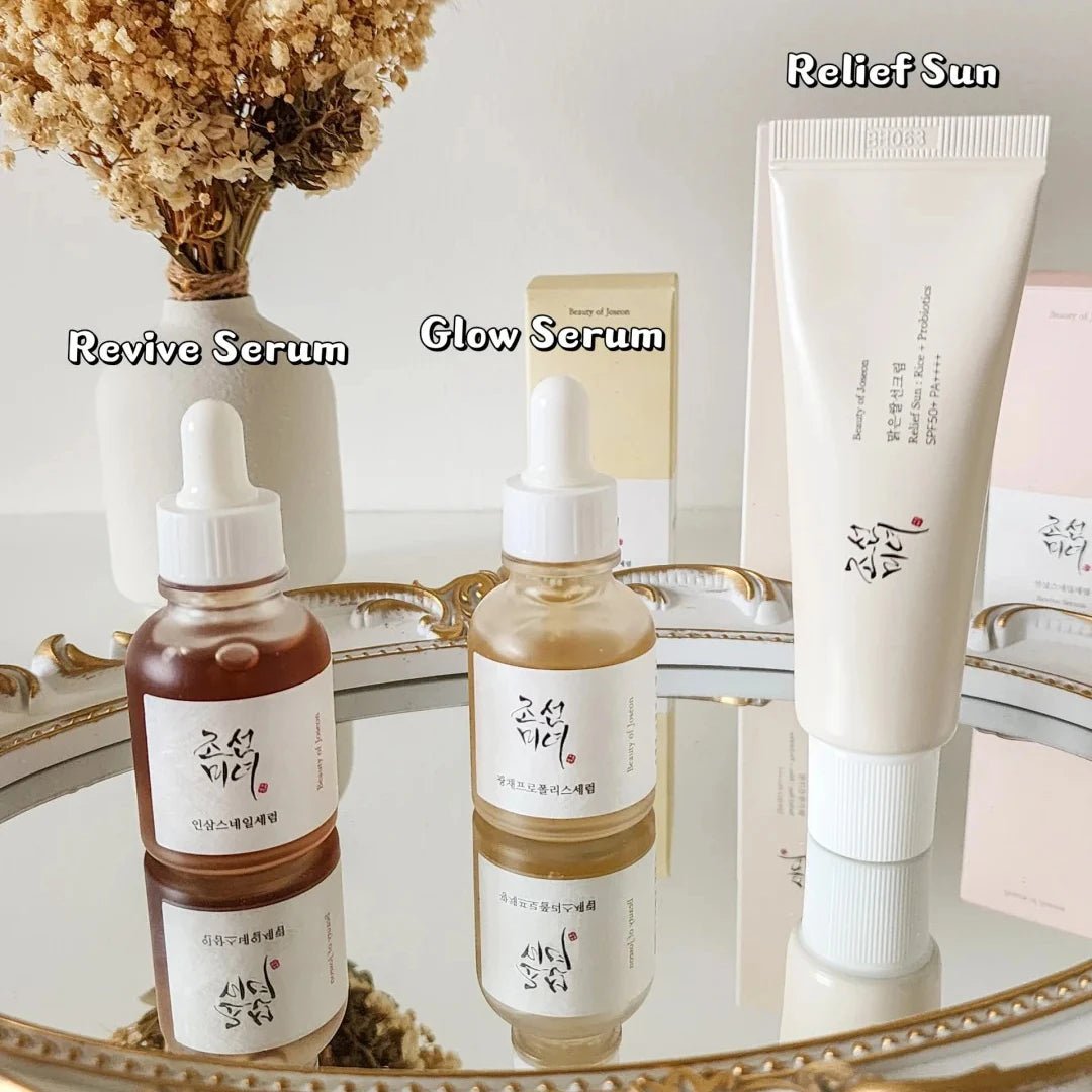 Korean Brand Refreshing Toner Moisturizing Face Cream Eye Cream Skin Essence Oil Rice Probiotic Skincare Set Sunblock Sunscreen - Shiny Leaf