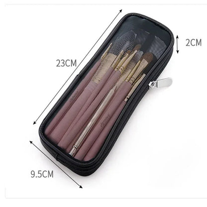 Makeup Brush Travel Case Cosmetic Toiletry Bag Organizer for Men Women Beauty Tools Mesh Dopp Kit Pouch Wash Storage Accessories - Shiny Leaf