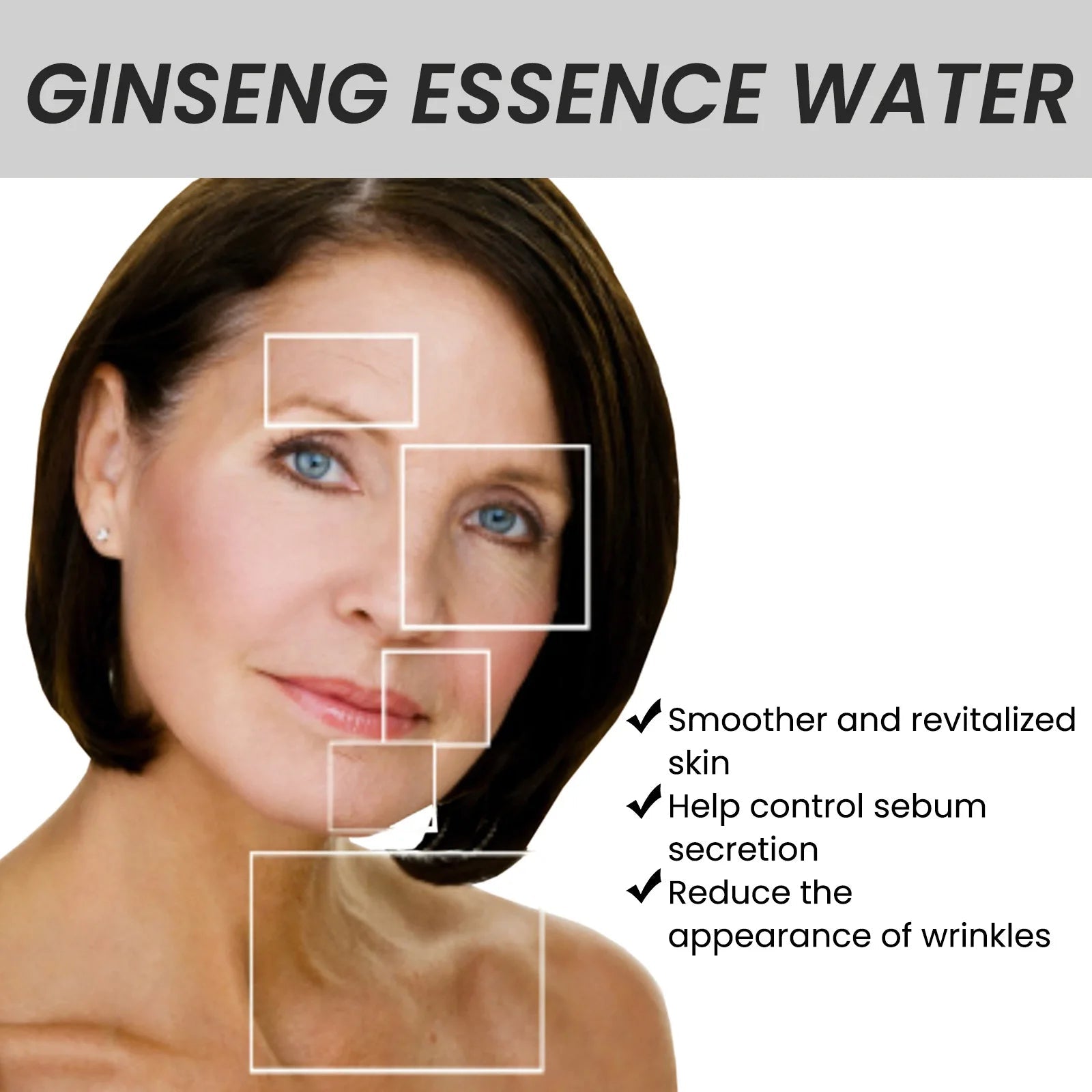 Ginseng Face Essence Anti Aging Fading Fine Lines Wrinkles Remover Tightening Brightening Moisturizing Hyaluronic Acid Serum - Shiny Leaf