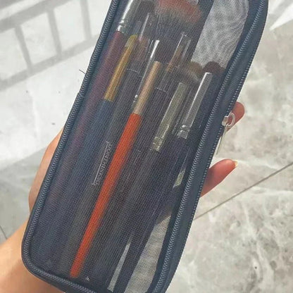 Makeup Brush Travel Case Cosmetic Toiletry Bag Organizer for Men Women Beauty Tools Mesh Dopp Kit Pouch Wash Storage Accessories - Shiny Leaf